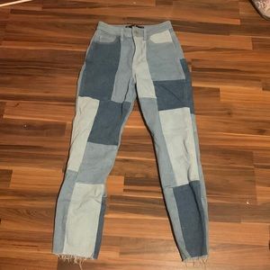 patchwork ultra high-rise hollister mom jeans